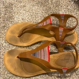 Sandals with multi-colour aztec bands